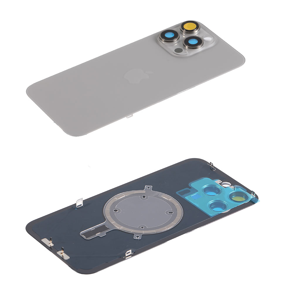 Capac spate sticla cu magnet fara NFC iPhone 15 Pro Natural Titanium