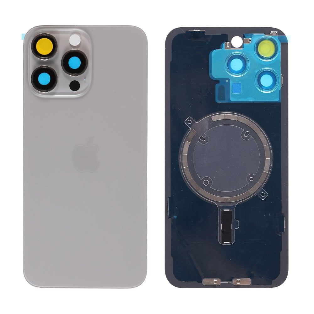 Capac spate sticla cu magnet fara NFC iPhone 15 Pro Natural Titanium