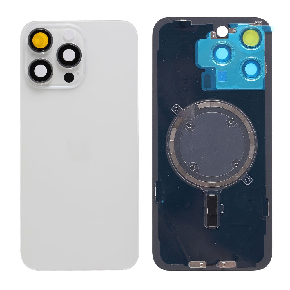 Capac spate sticla cu magnet fara NFC iPhone 15 Pro White Titanium
