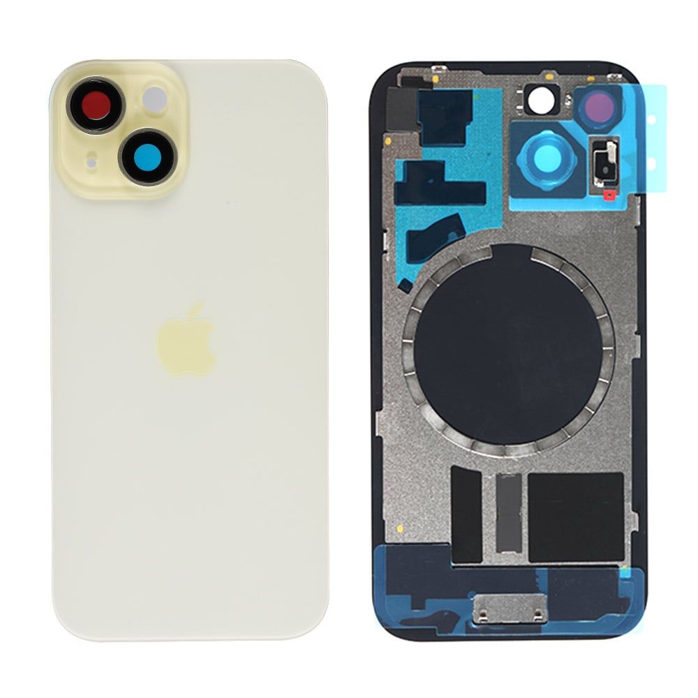 Capac spate sticla cu magnet fara NFC iPhone 15 Yellow