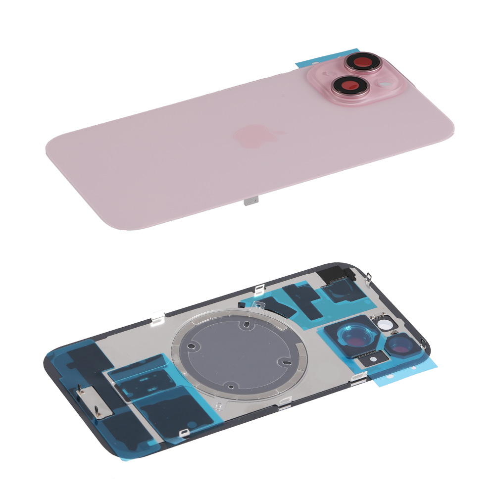 Capac spate sticla cu magnet fara NFC iPhone 15 Pink