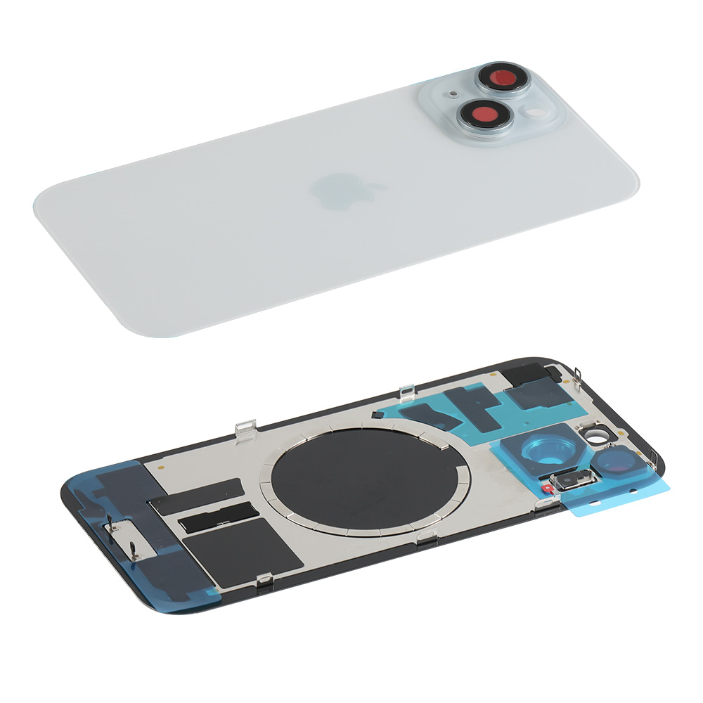 Capac spate sticla iPhone 15 Plus cu magnet, fara NFC, Blue