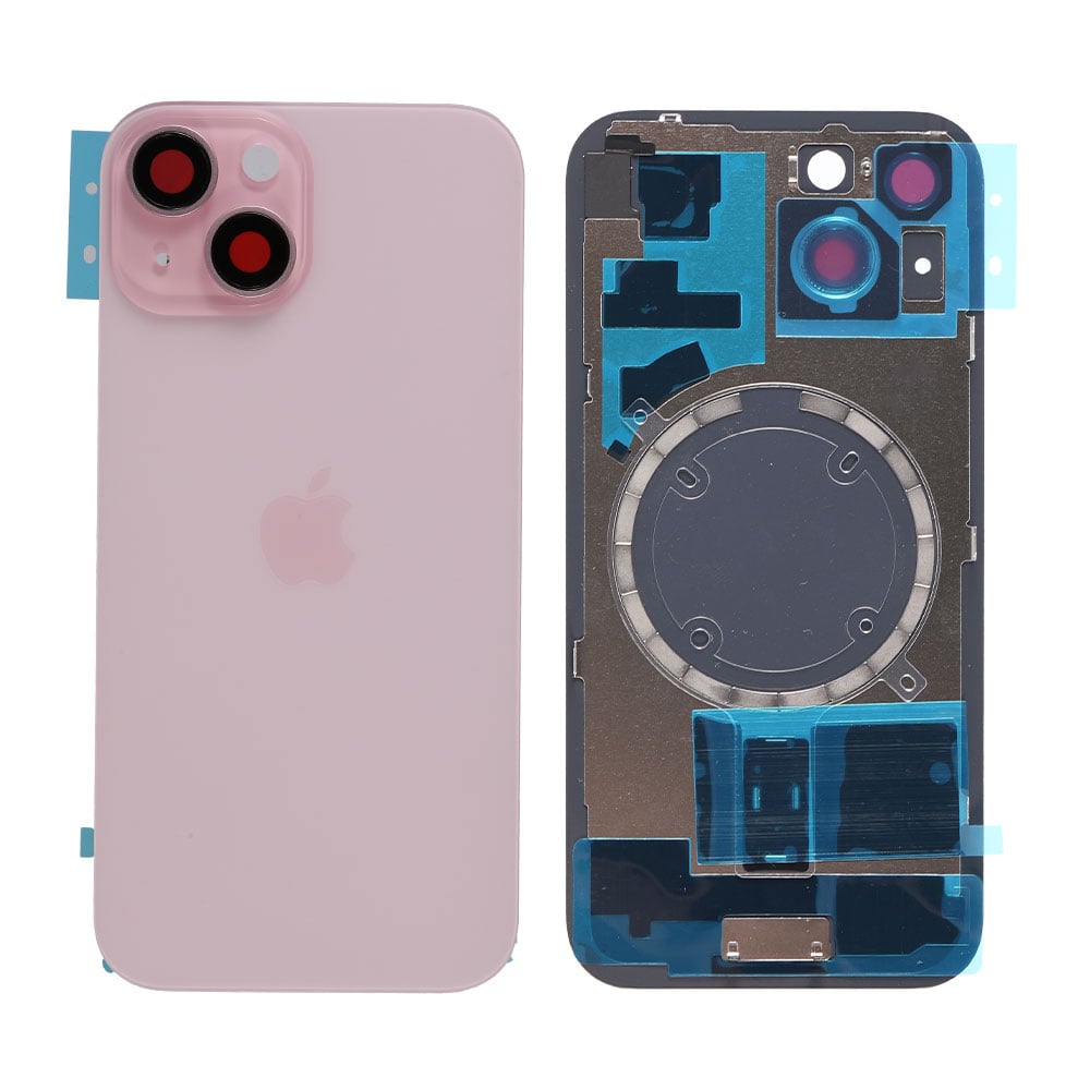 Capac spate sticla cu magnet fara NFC iPhone 15 Plus Pink