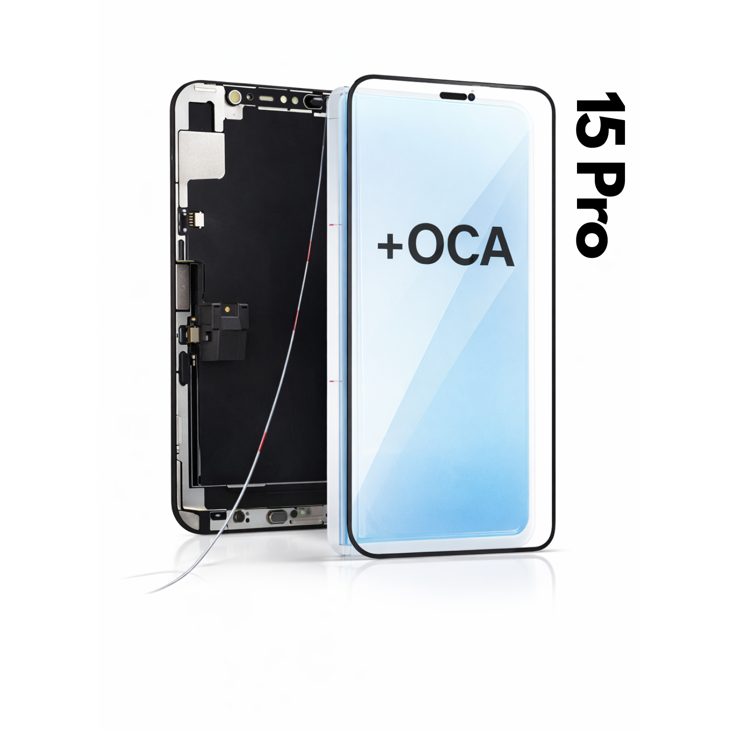 Sticla frontala ( pentru refurbished) + OCA Adeziv pentru iPhone 15 Pro