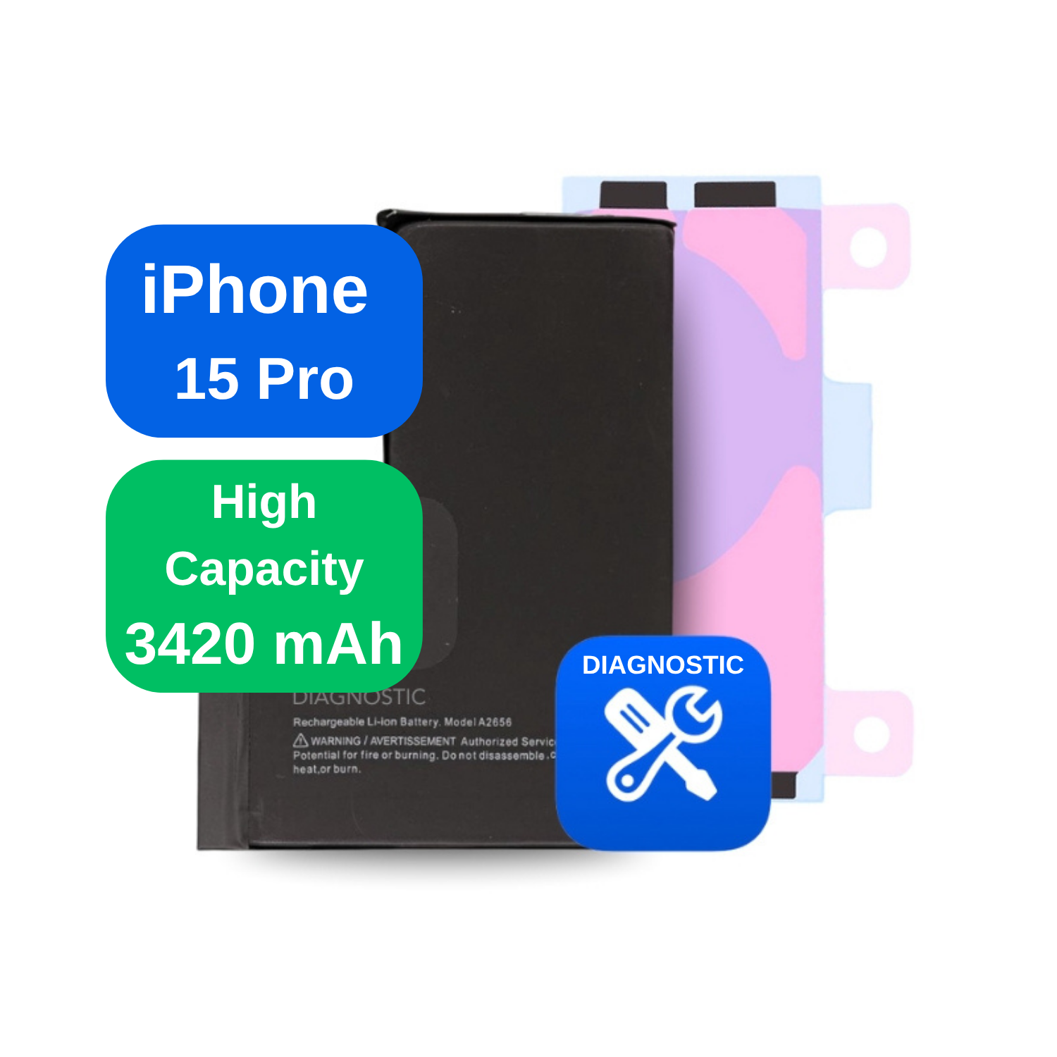 Baterie iPhone 15 Pro 3420 mAh, High Capacity Diagnostic (diagnoza)