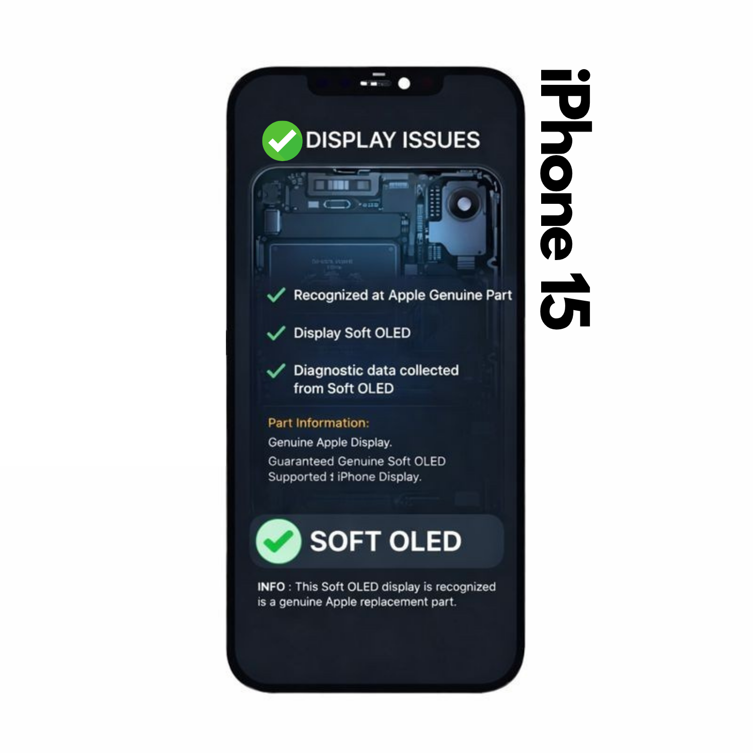 Display Soft OLED iPhone 15 (cu diagnoza) - Garantie 12 luni
