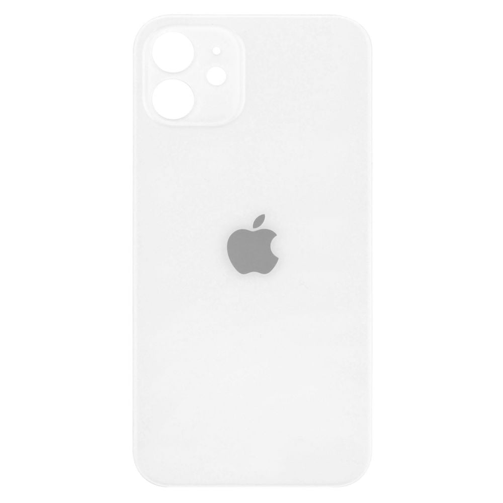 Sticla spate compatibila iPhone 12 White Big Hole