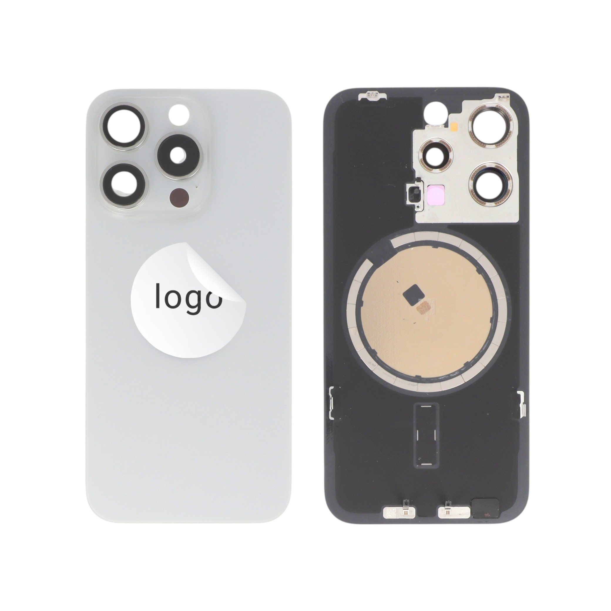 Capac spate White Titanium iPhone 15 Pro, Original Pulled Grade B