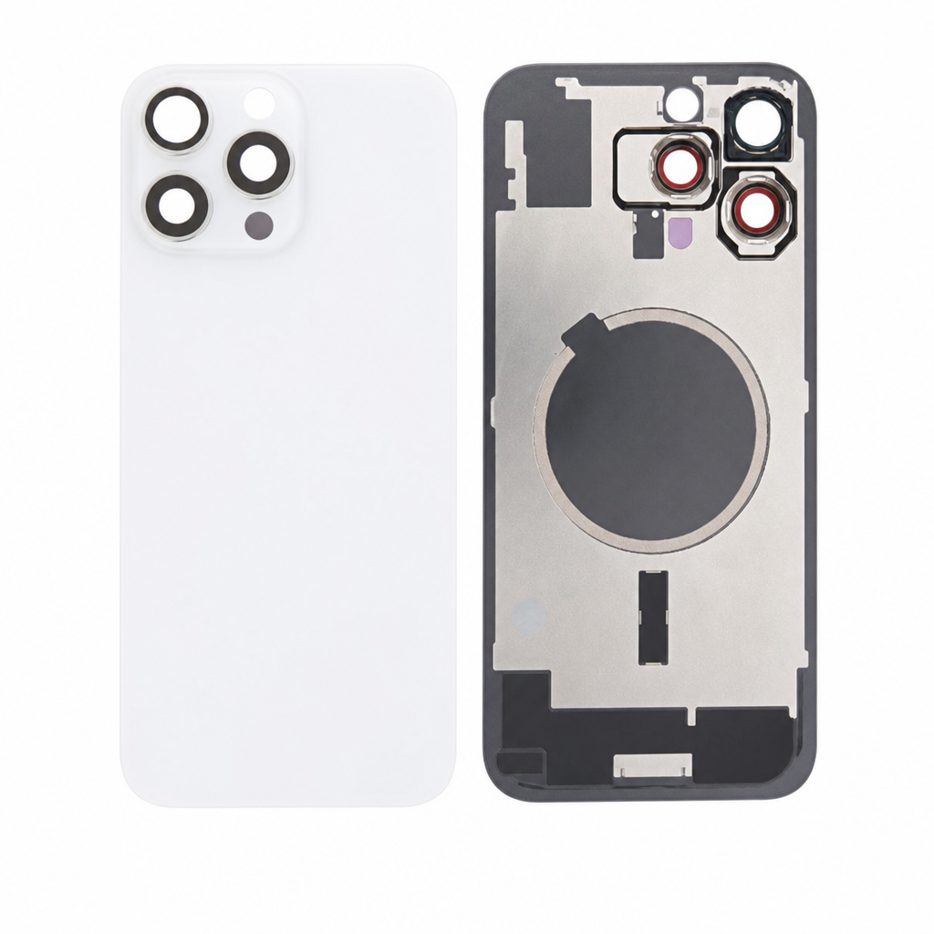 Capac spate White Titanium cu MagSafe fara logo iPhone 16 Pro Max