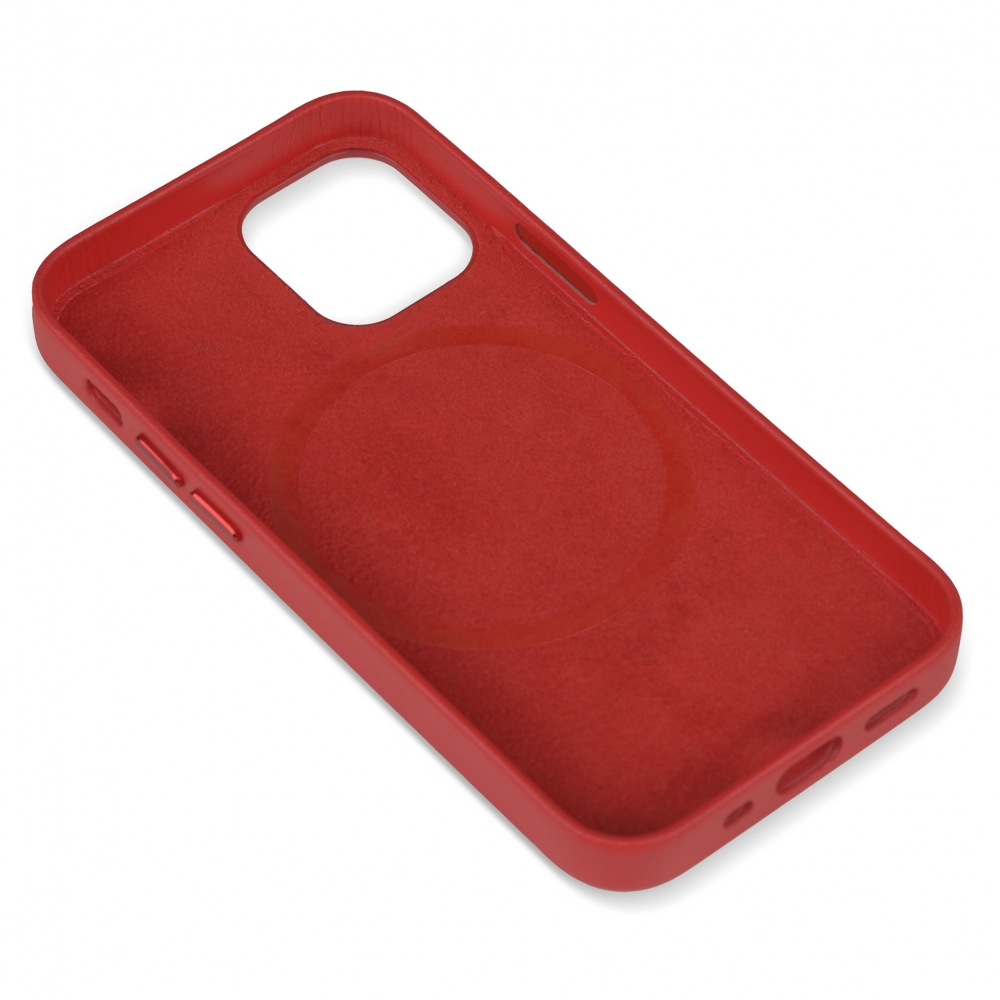 Husa de protectie MagSafe din piele compatibila cu iPhone 12 mini Rosu