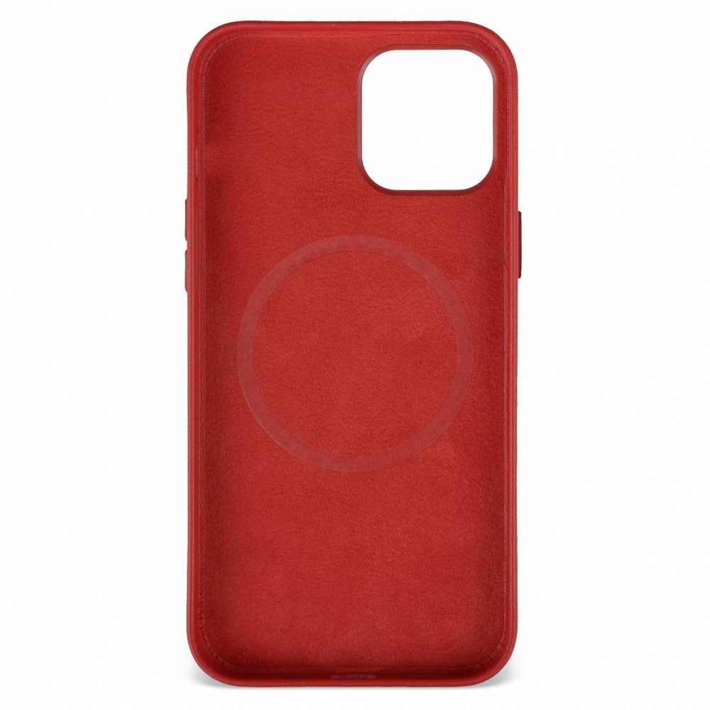 Husă protecție MagSafe din piele iPhone 12 Pro Max - Roșu