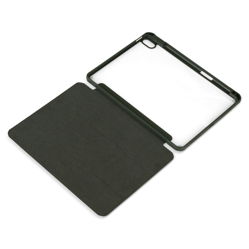 Husă magnetică cu spate acrilic, colțuri întărite și suport Stylus iPad Air 4 10.9, Army Green