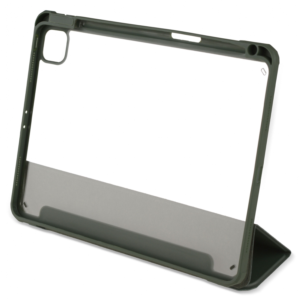 Husă magnetică cu spate acrilic, colțuri întărite și suport Stylus iPad Pro 11 2020, Army Green