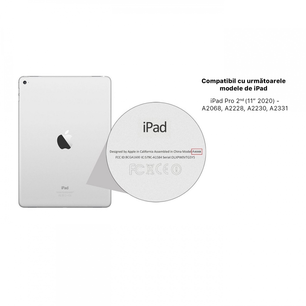 Husă magnetică cu spate acrilic, colțuri întărite și suport Stylus iPad Pro 11 2020 Roz
