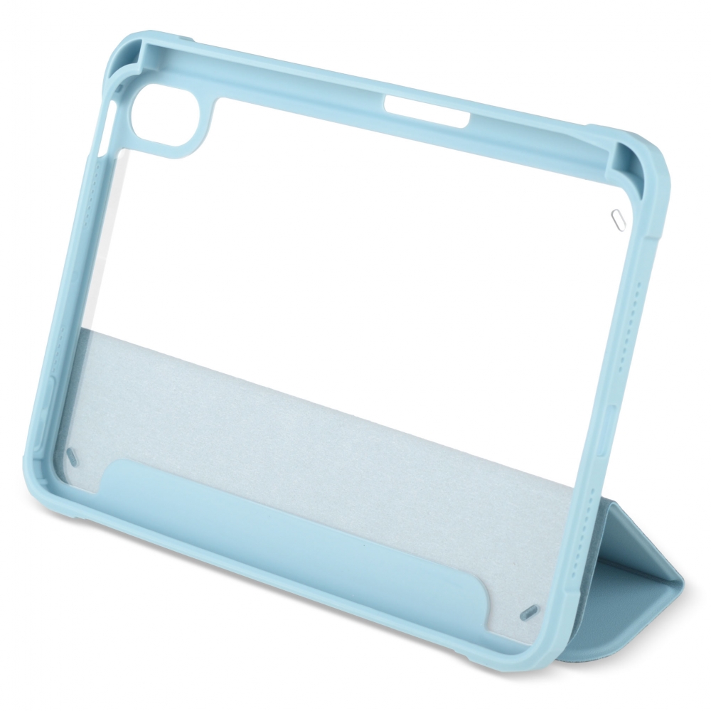 Husă magnetică cu spate acrilic, colțuri întărite și suport Stylus iPad mini 6, Haze Blue