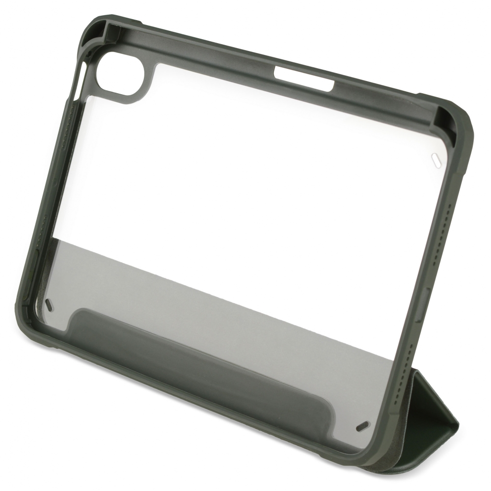 Husă magnetică cu spate acrilic, colțuri întărite și suport Stylus iPad mini 6, Army Green