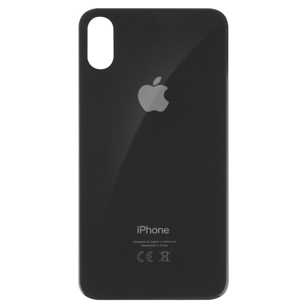 Sticla spate compatibila Apple iPhone XS Space Grey Big Hole