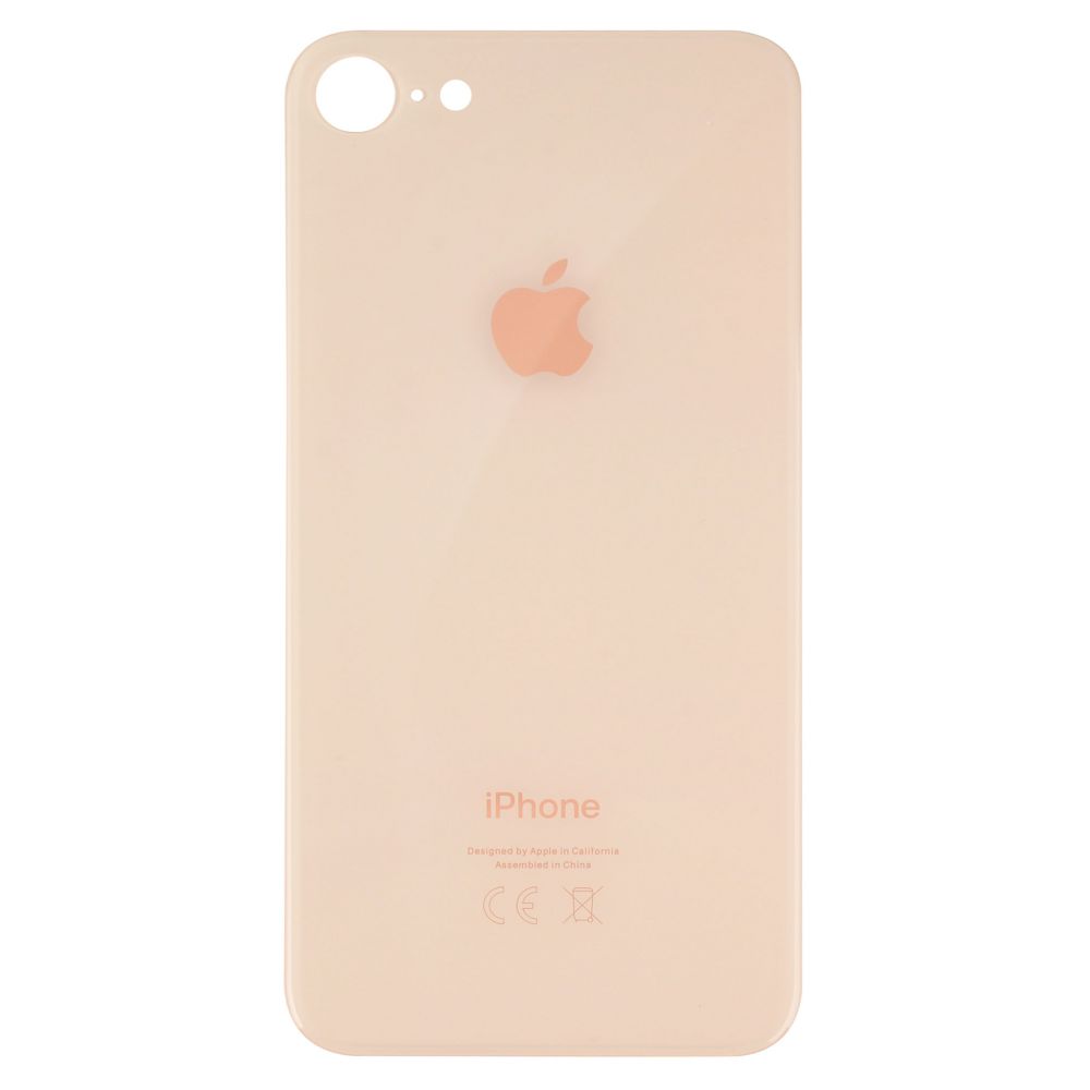 Sticla spate compatibila Apple iPhone 8 Gold Big Hole