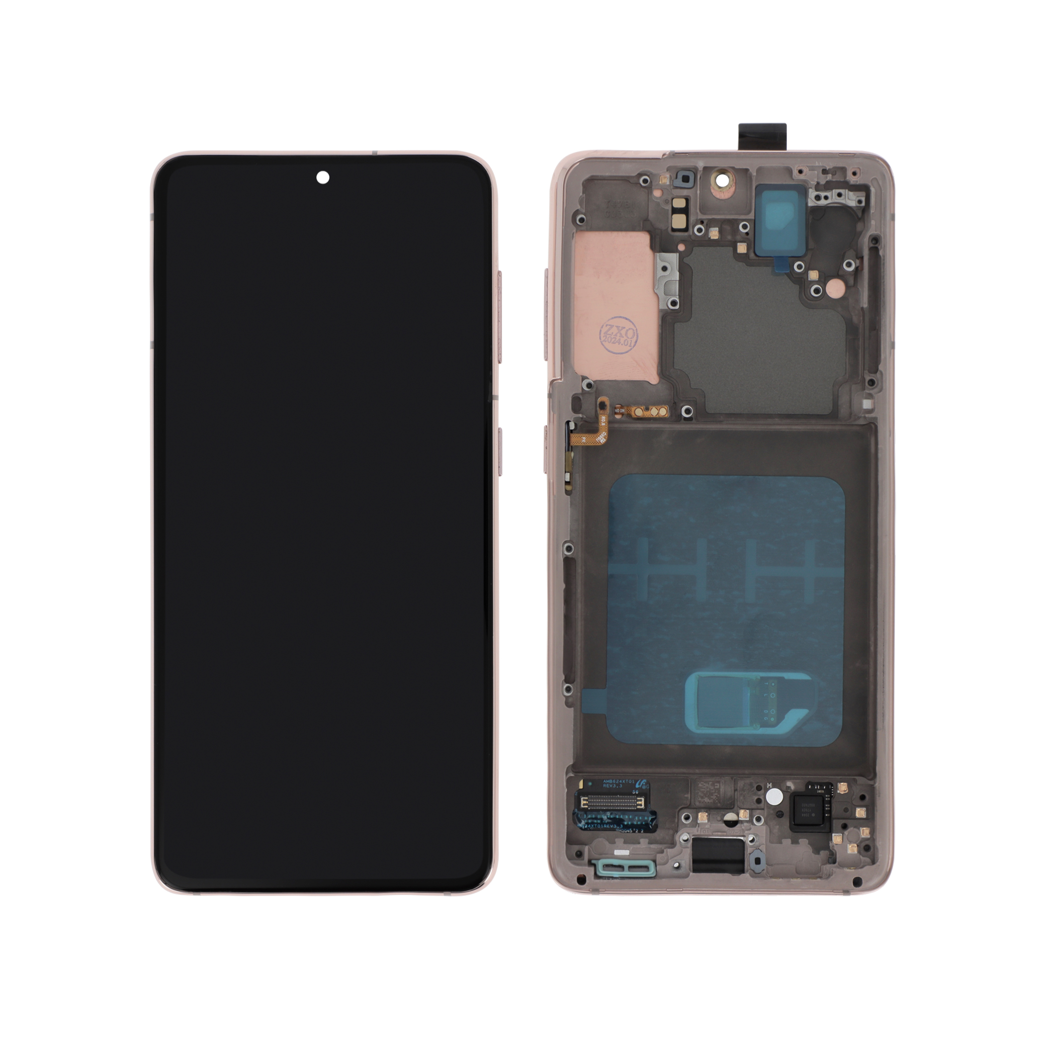 Display complet Samsung Galaxy S21 5G G991B Roz cu ramă Reconditionat