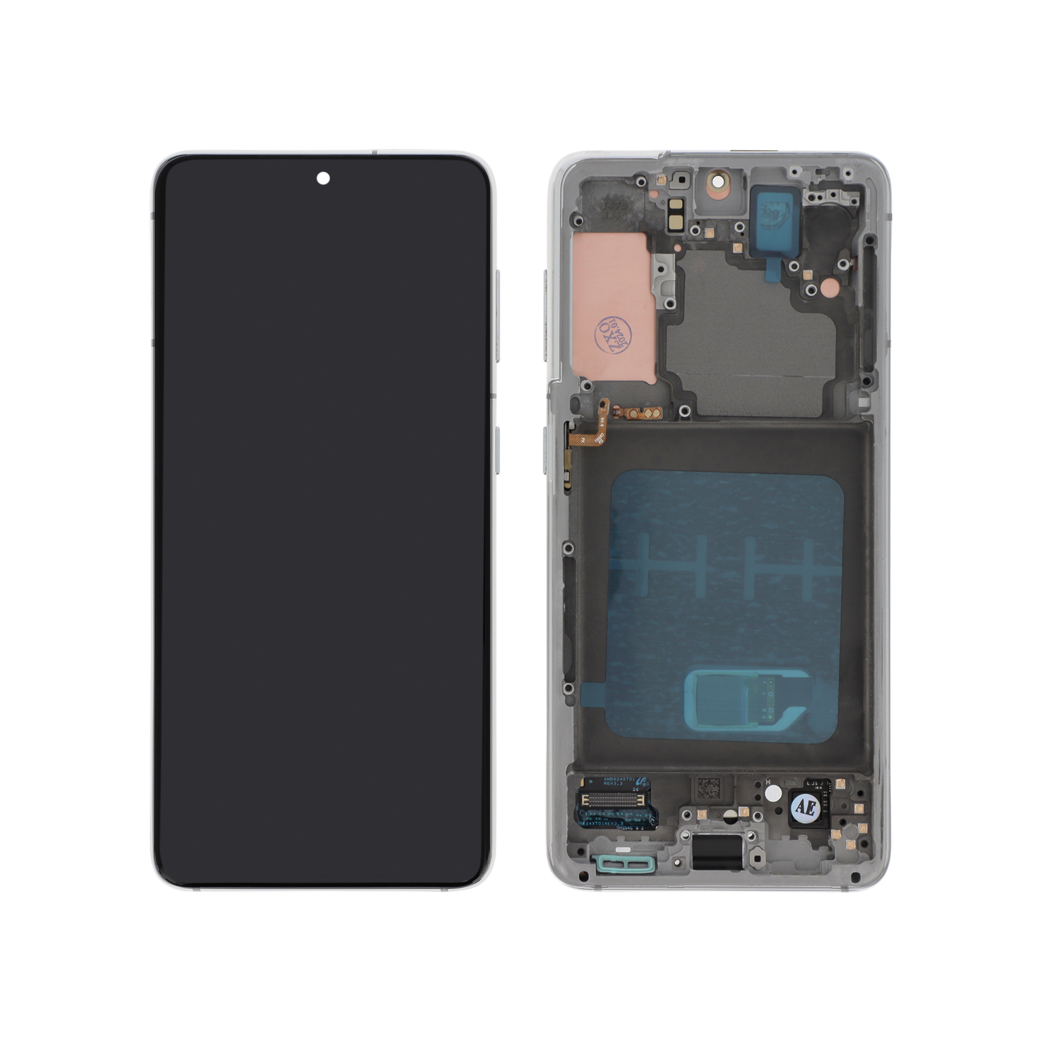 Display complet Reconditionat Samsung Galaxy S21 5G G991B Alb cu ramă
