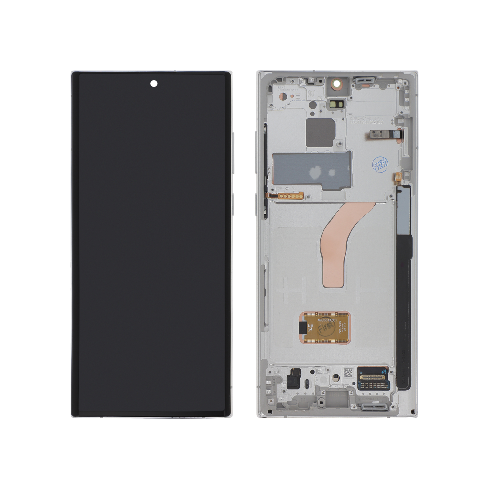 Display complet Samsung Galaxy S22 Ultra alb cu ramă Reconditionat