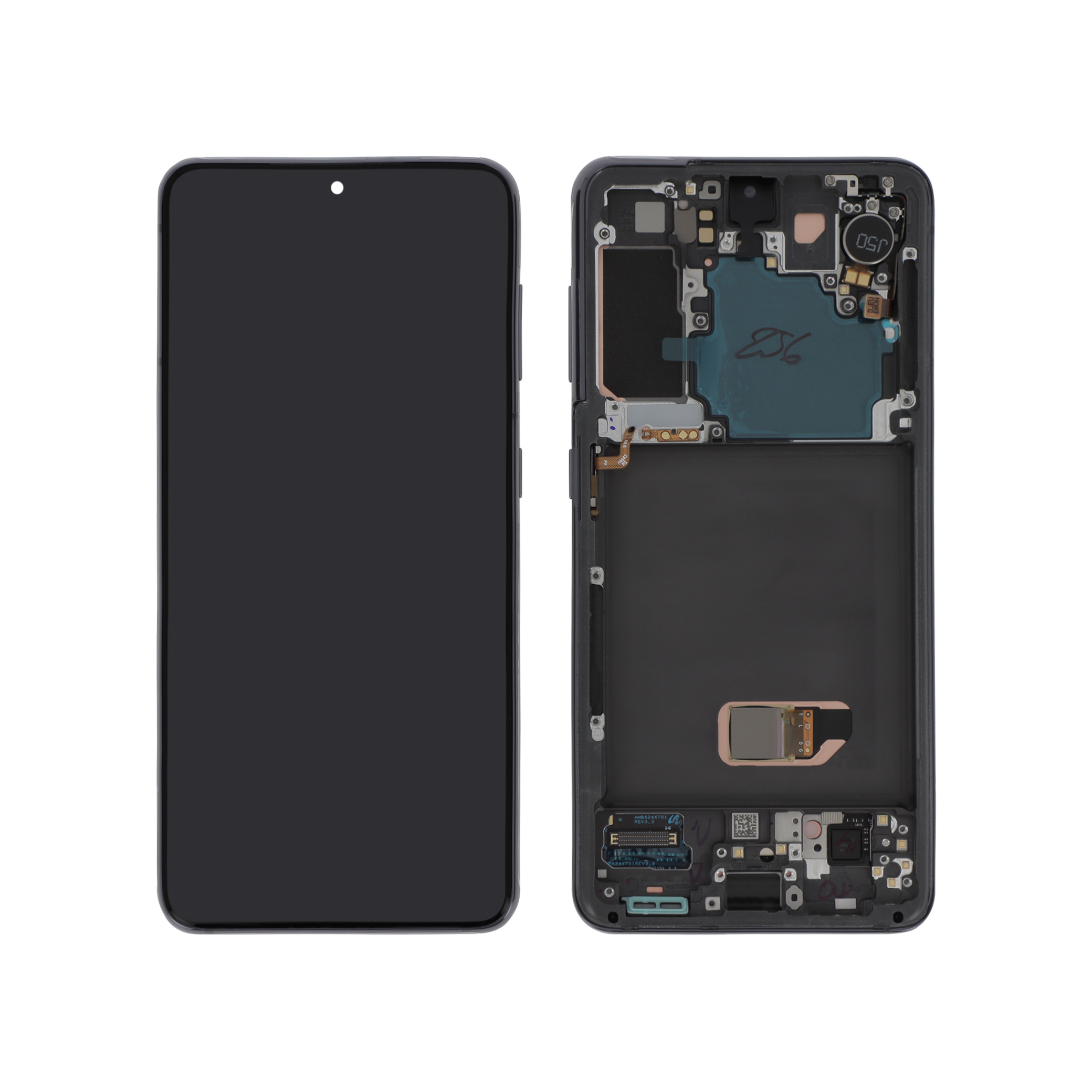 Display complet Gray Samsung Galaxy S21 5G (G991B), fara Cameră, Service Pack