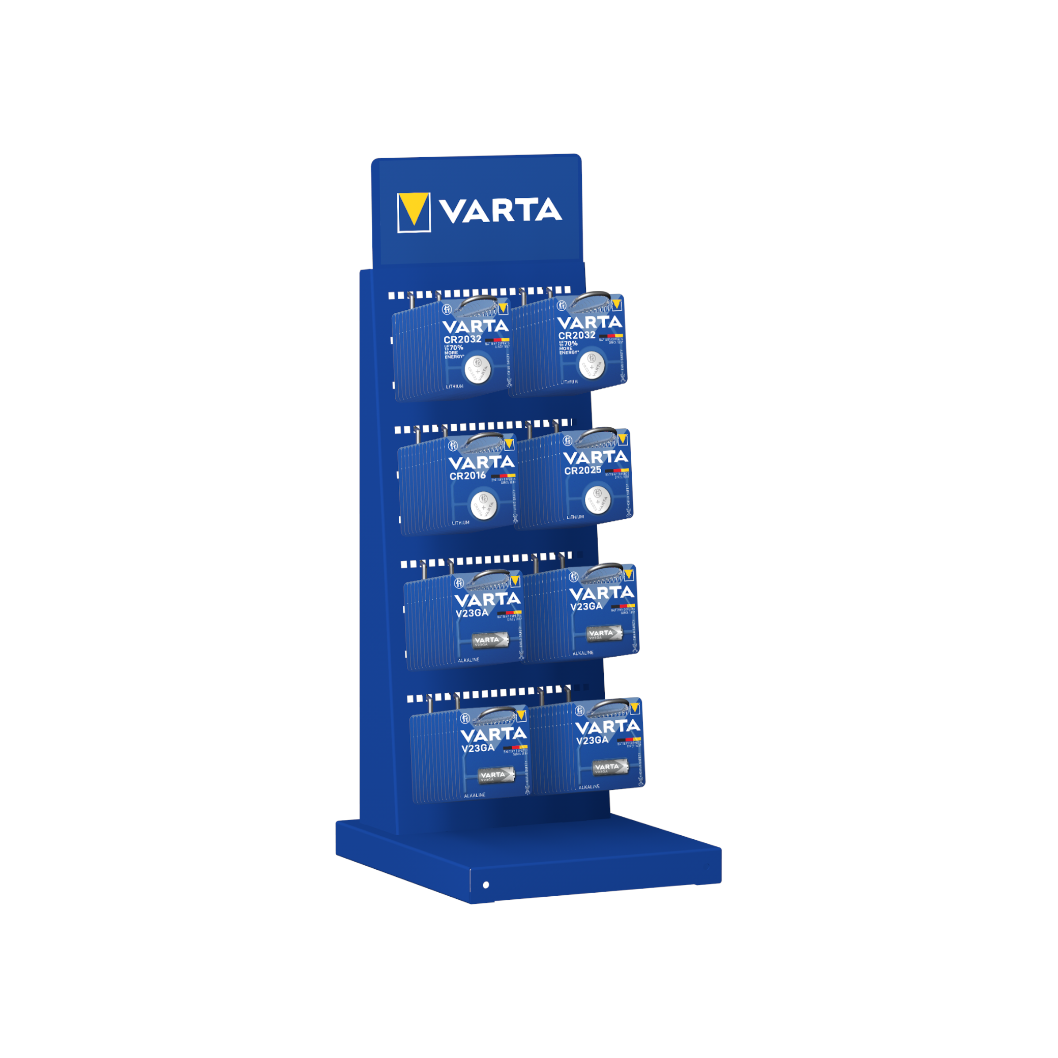 Stand de tejghea Varta cu 8 carlige baterii, 10 cm
