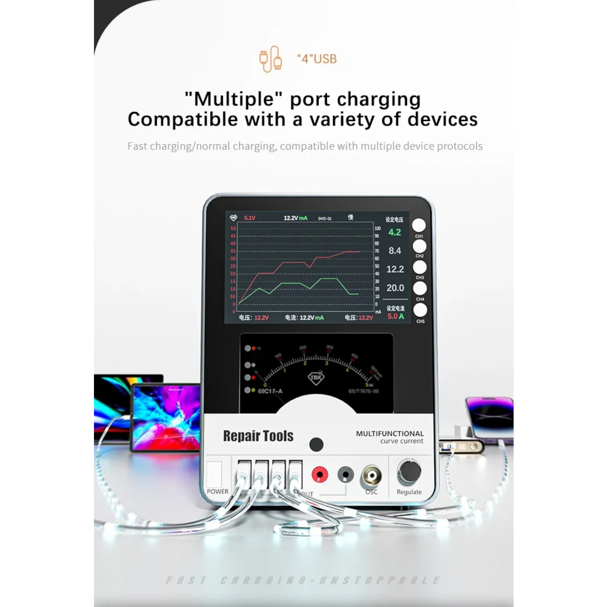 Sursa alimentare cu osciloscop TBK-217A 150W cu diagnoză