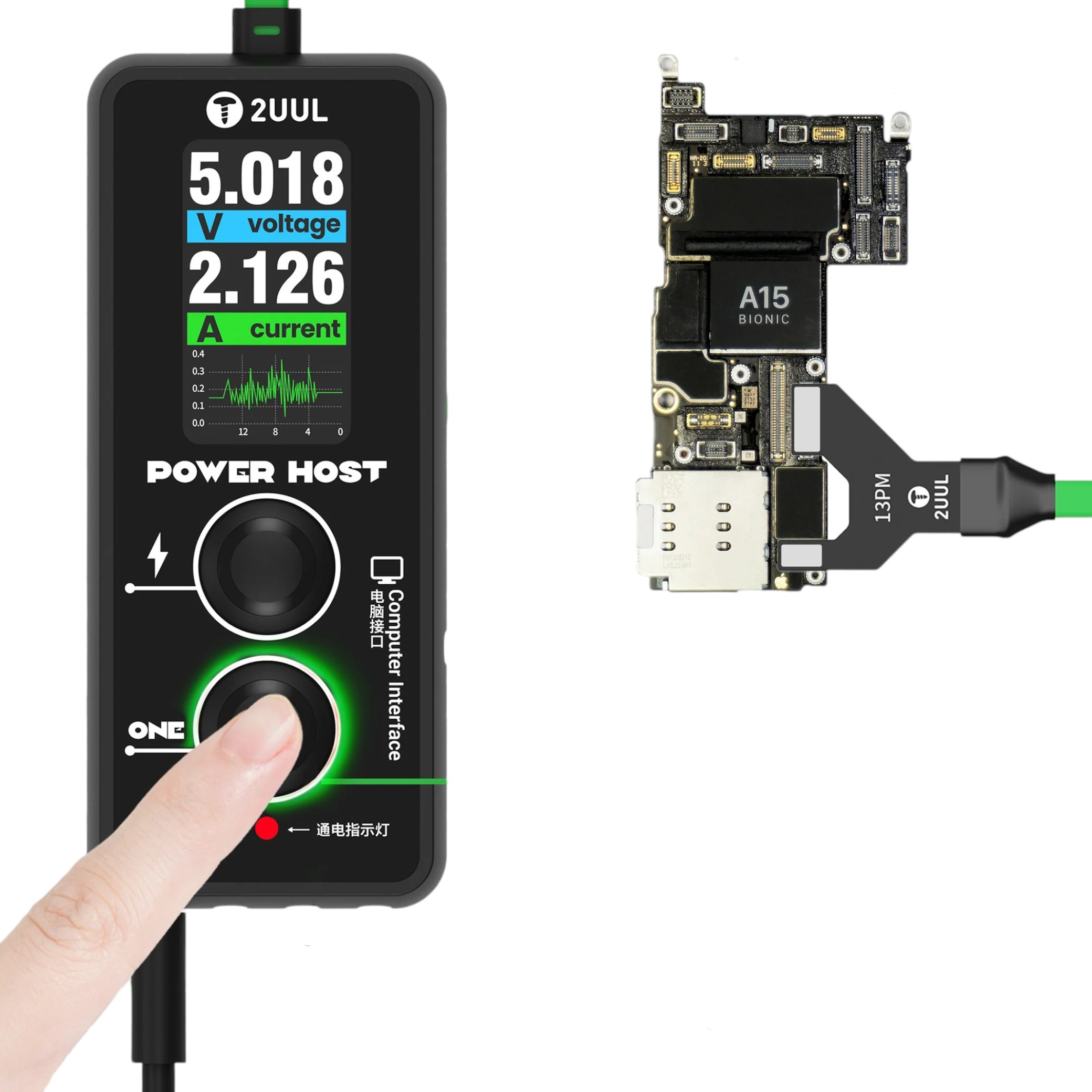 Tester USB ampermetru/voltmetru 2UUL PW15 cu diagnoză