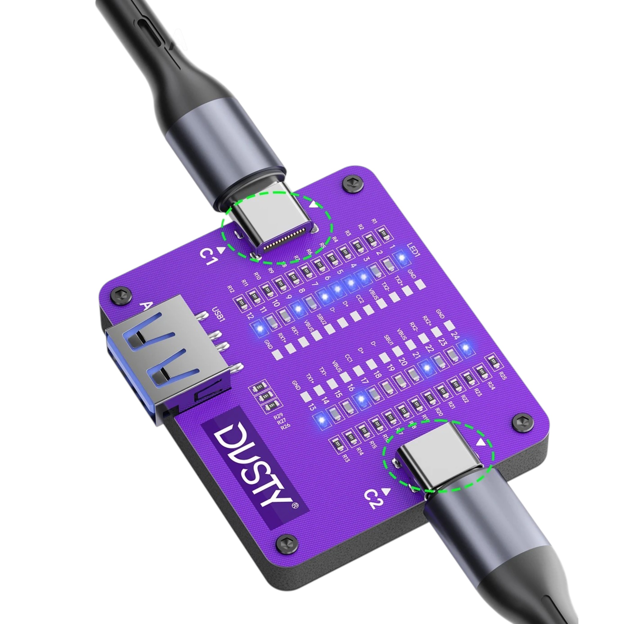 Tester cabluri USB-A/USB-C TC-24 cu diagnoză