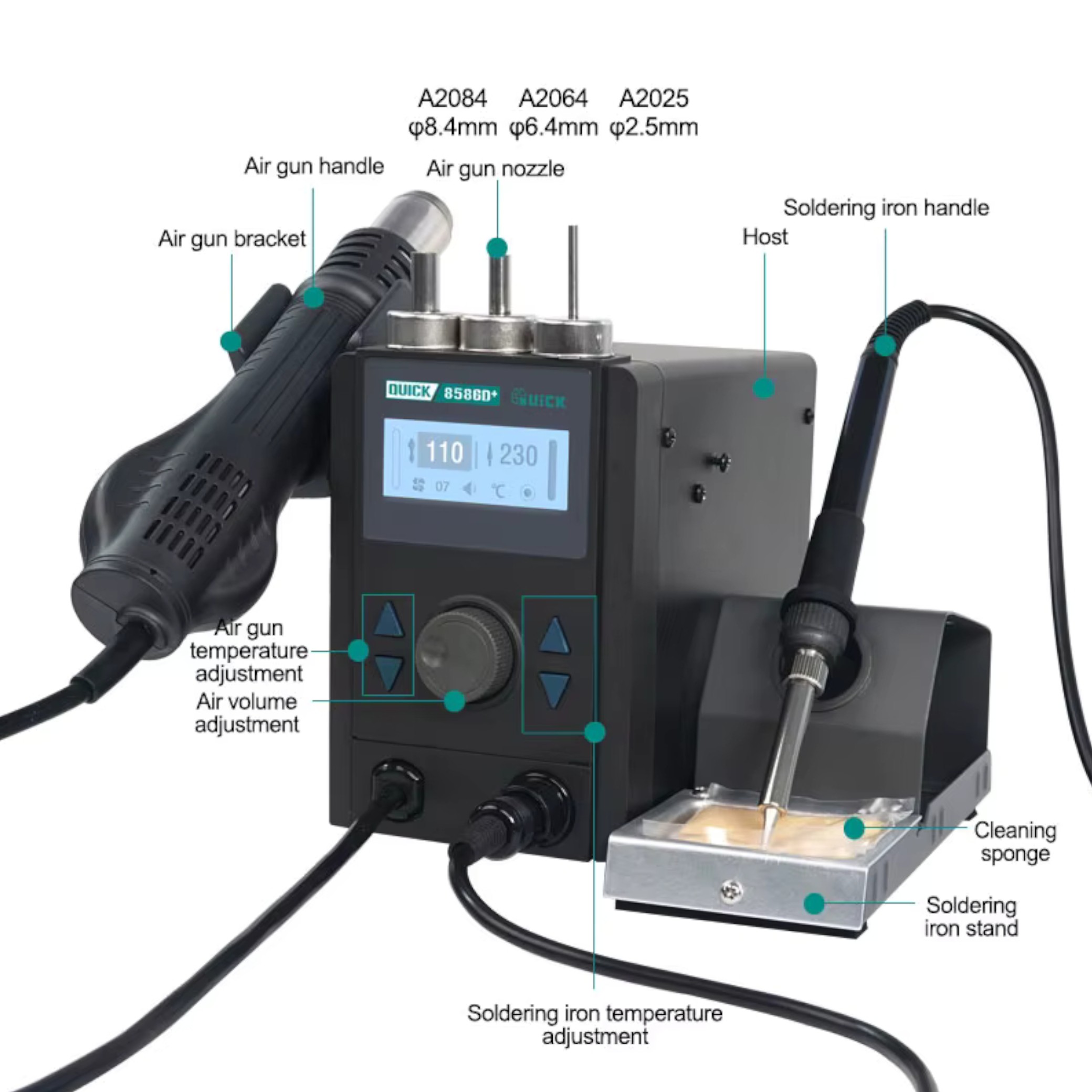 Statie rework 2in1 QUICK 8586D+ Hot Air / Microsoldering