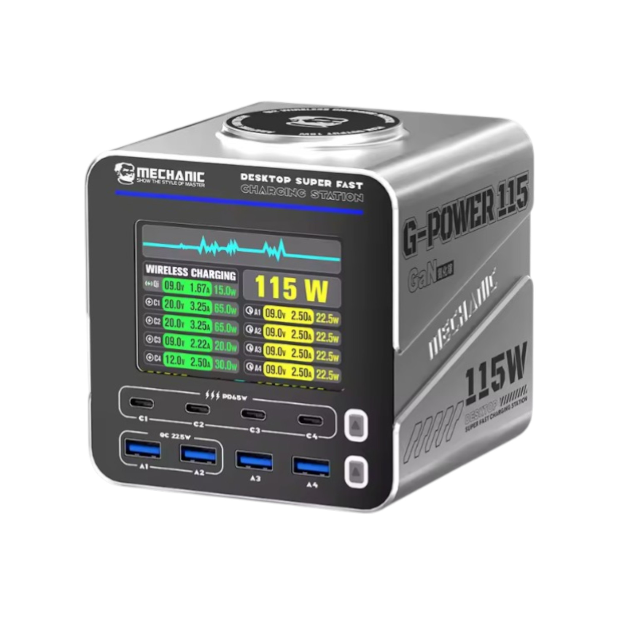 Statie de incarcare inteligenta Mechanic G-Power 115W, 8 porturi, LCD