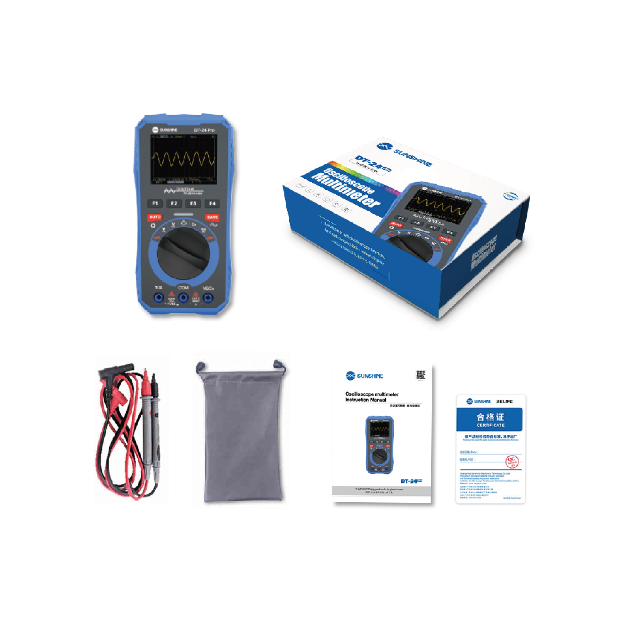 Multimetru Osciloscop 2-in-1 Sunshine DT-24 Pro cu diagnoză