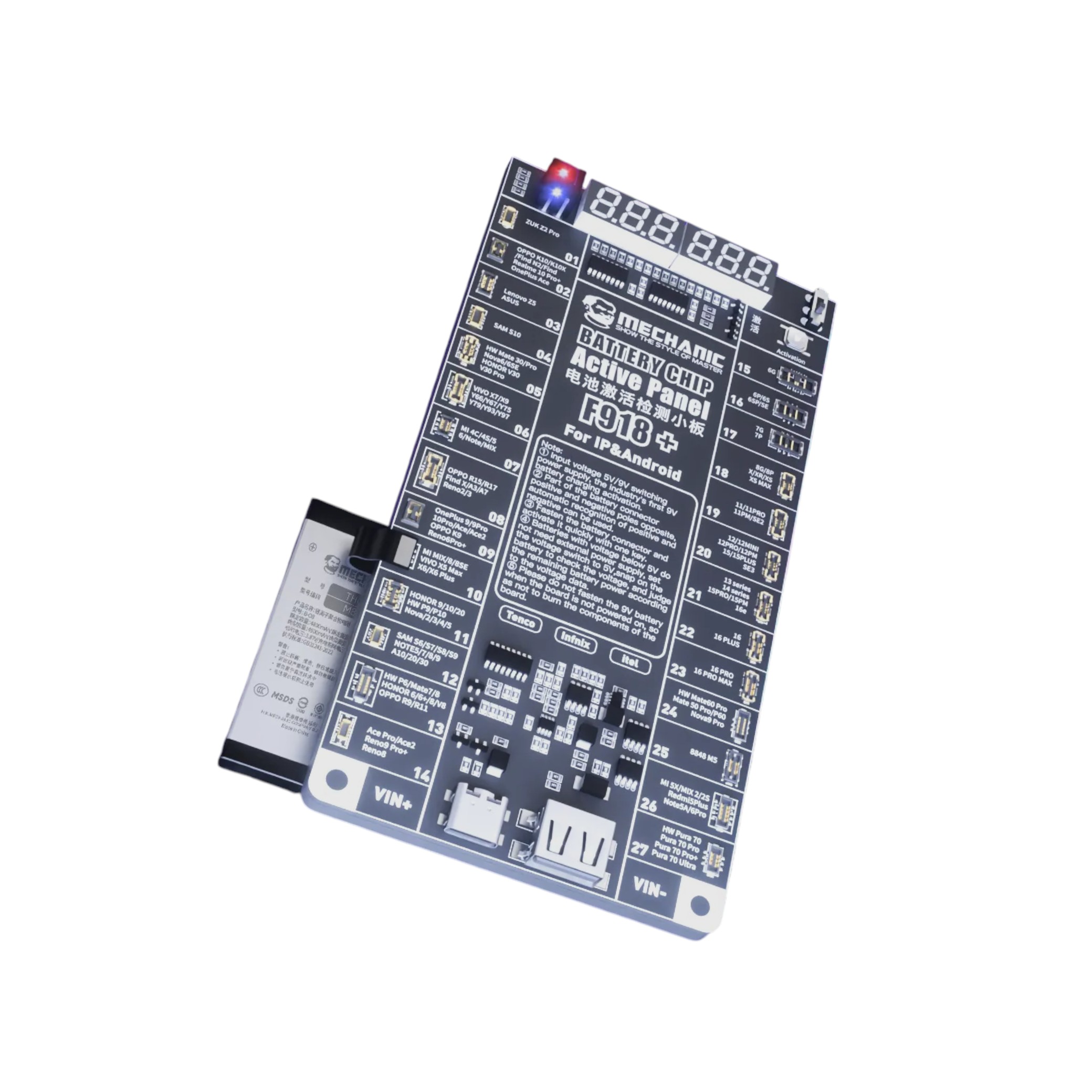 Card activare baterie universal iPhone si Android MECHANIC F918+