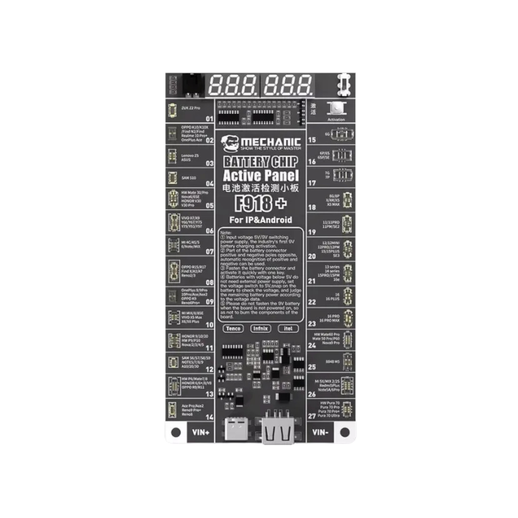 Card activare baterie universal iPhone si Android MECHANIC F918+