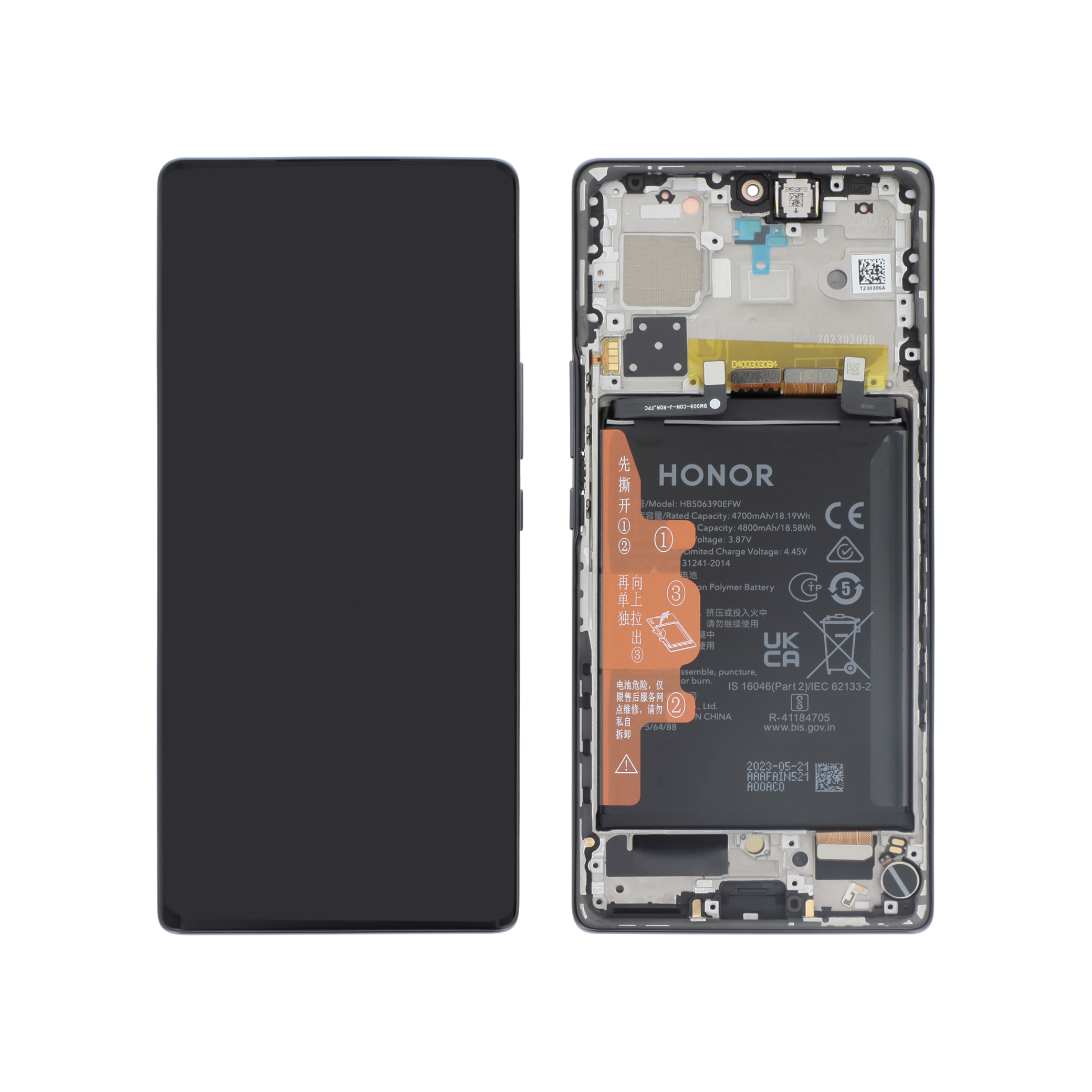 Display complet Honor 70 Negru Service Pack