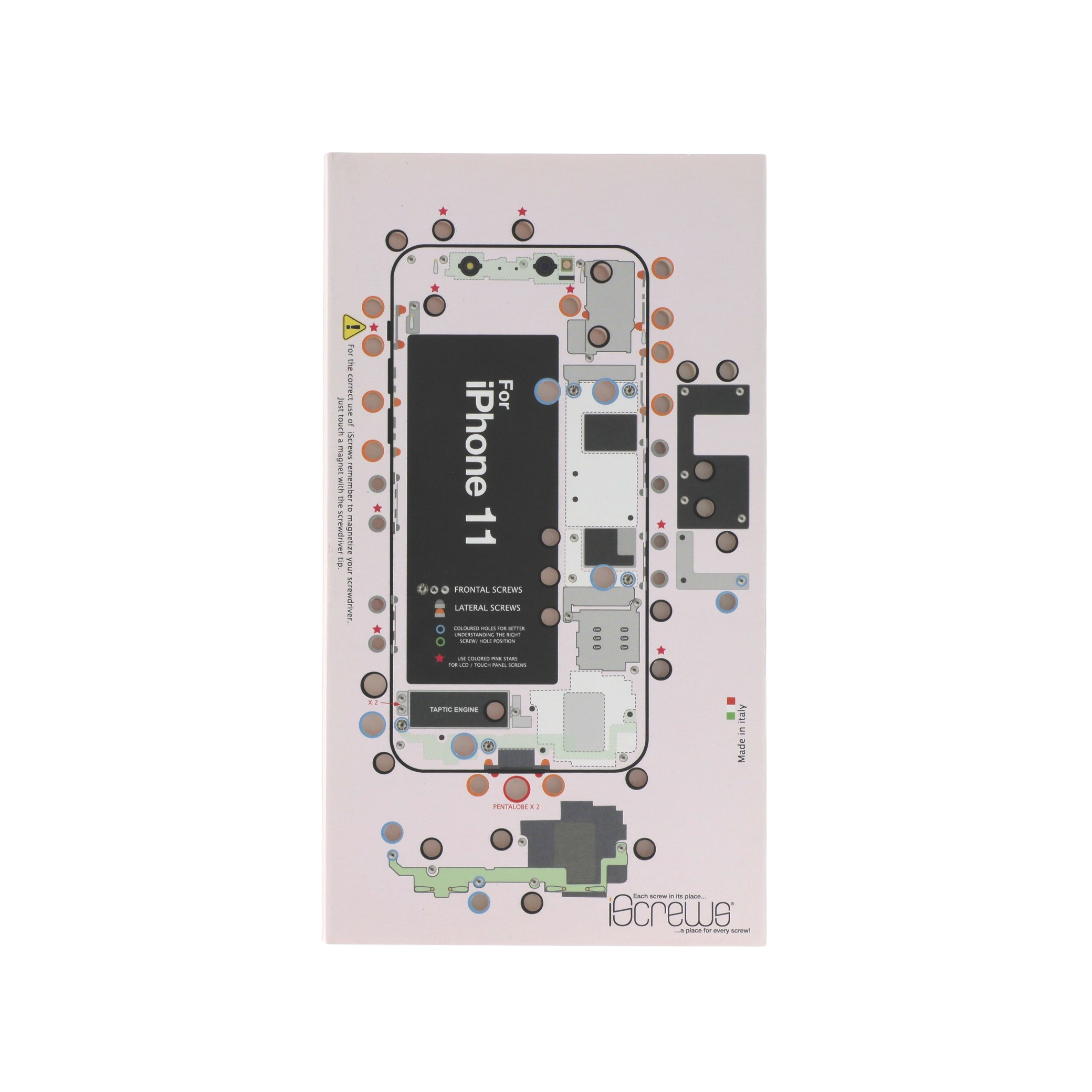 Organizer șuruburi iScrews cu diagramă demontare iPhone 11