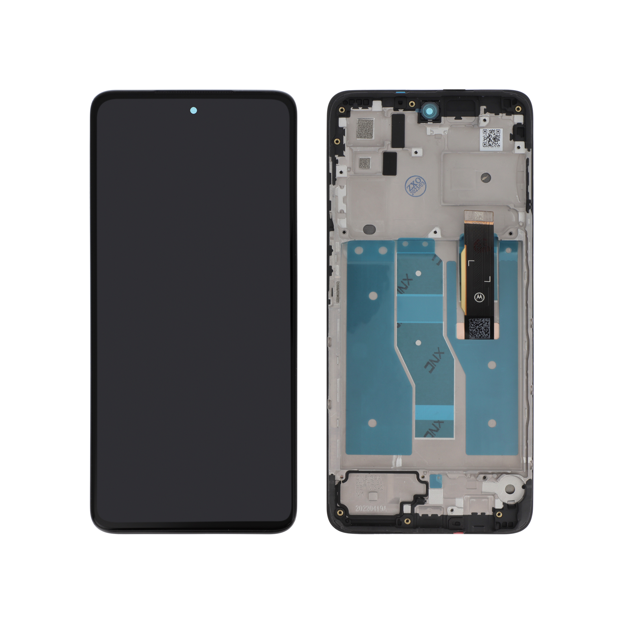 Display complet cu ramă Moto G52 Black Reconditionat