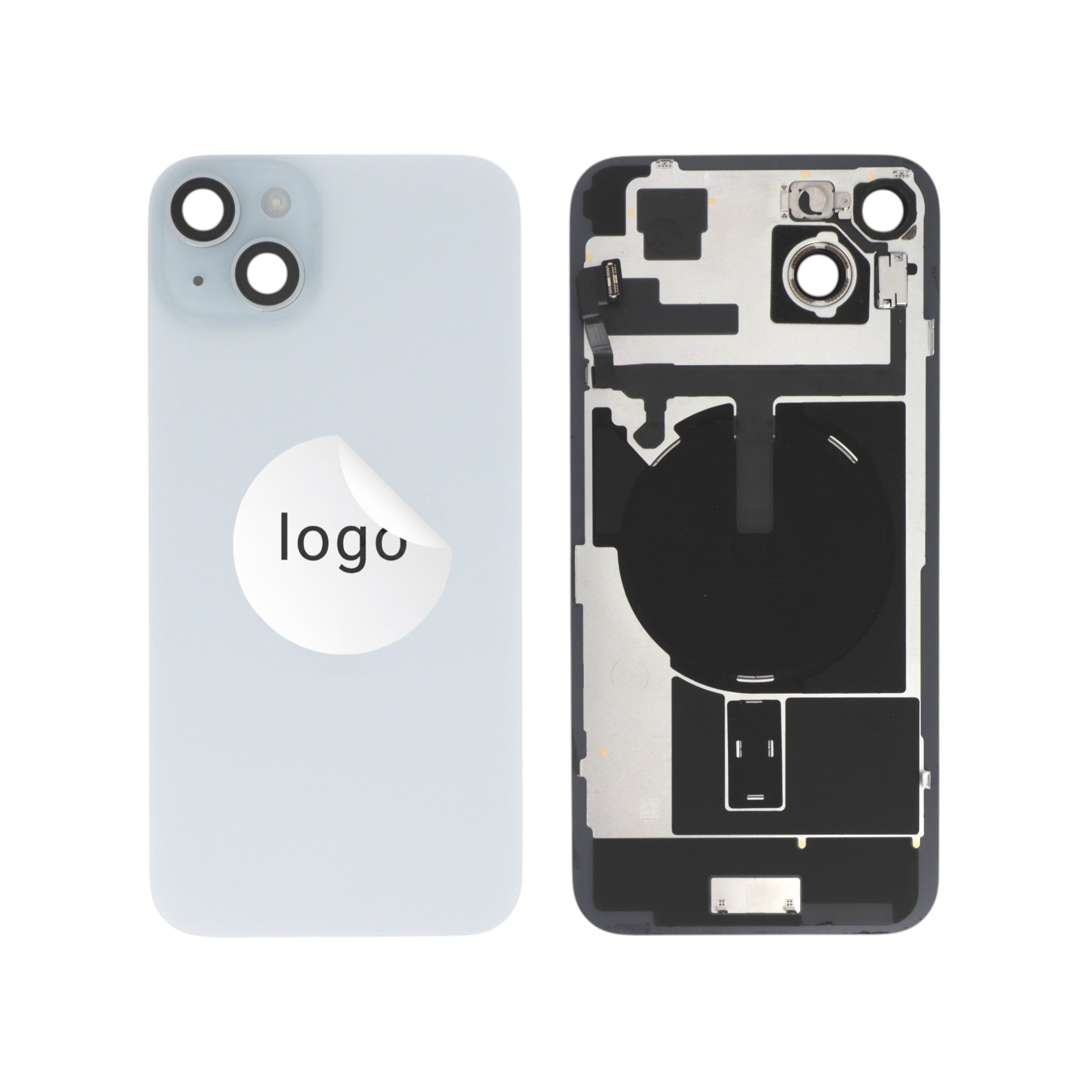Sticlă capac spate complet albastru cu componente iPhone 15 Plus Pulled A