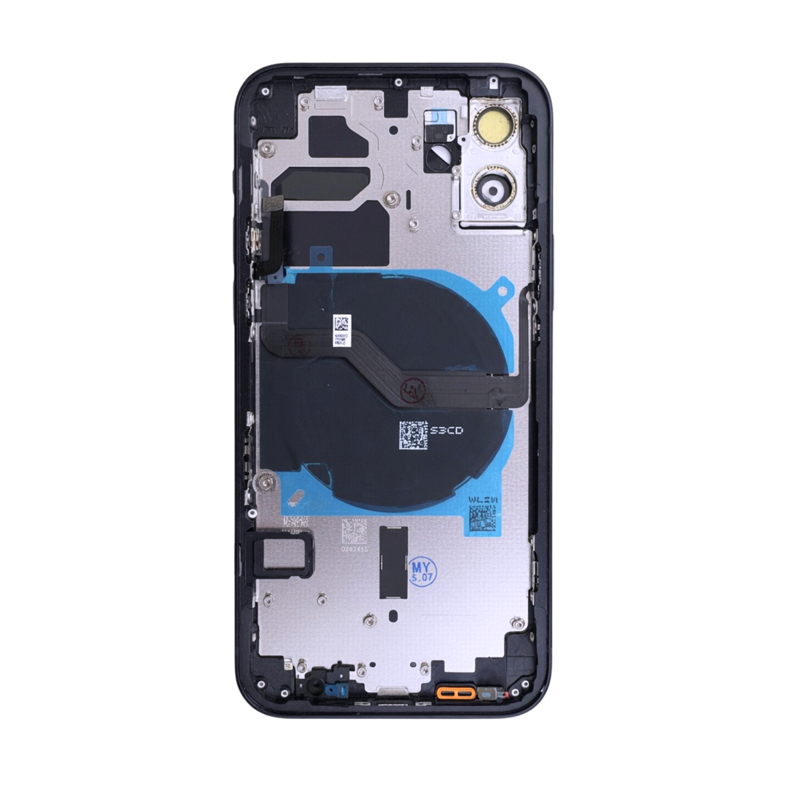 Carcasa completa si capac pentru iPhone 12 cu sim tray si flex, Refurbish Top Quality, Black