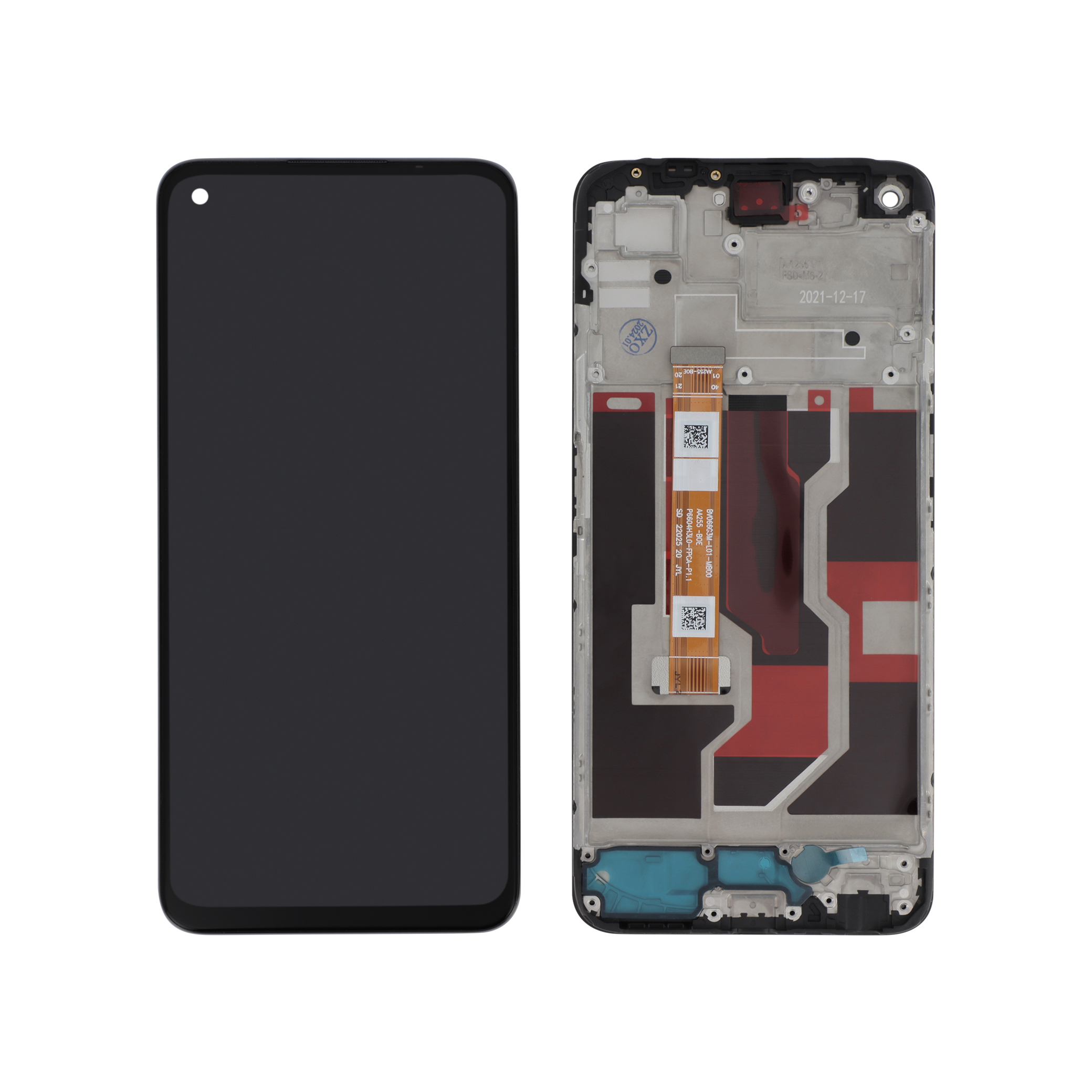 Display complet OLED cu ramă Oppo A76 Negru Compatibil