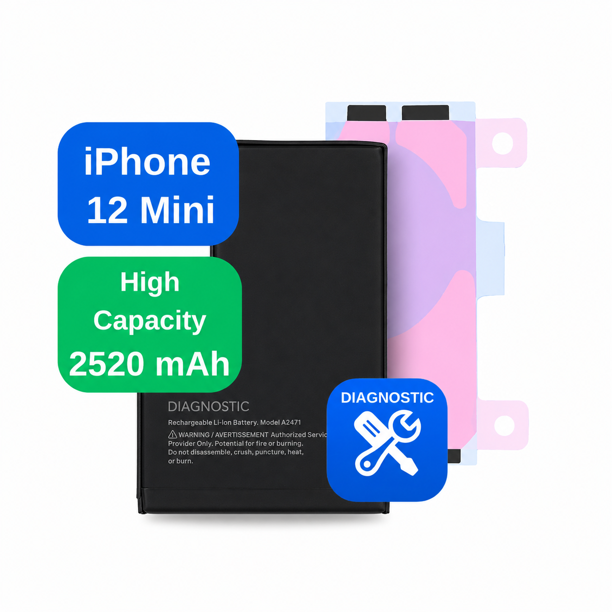 Baterie iPhone 12 mini 2520 mAh High Capacity Diagnostic cu diagnoză