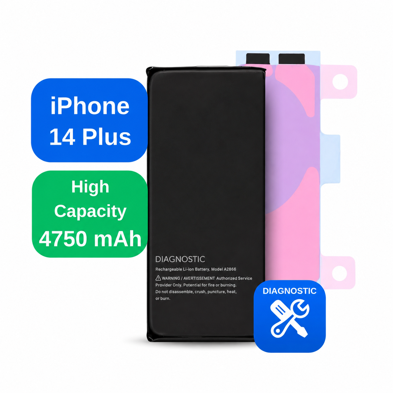 Baterie iPhone 14 Plus 4750 mAh High Capacity Diagnostic cu diagnoză