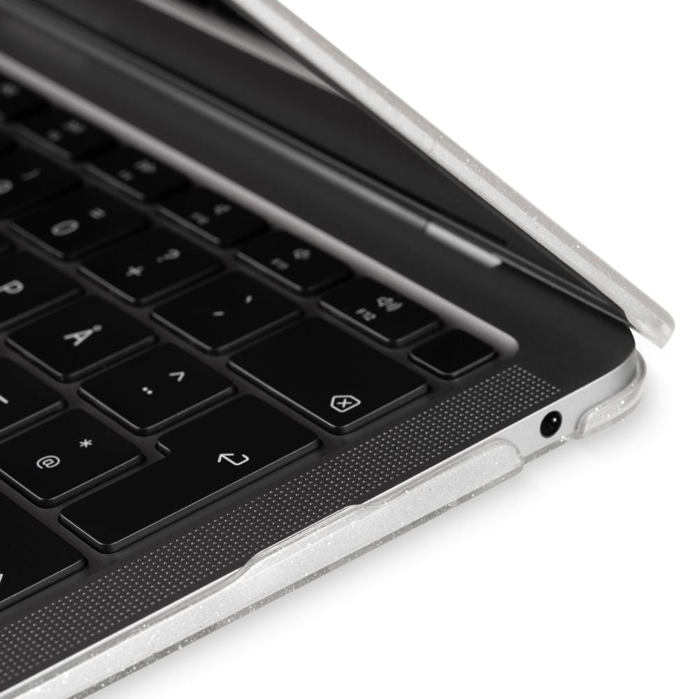 Carcasa de protectie pentru MacBook Pro M1 M2 14-inch A2442, A2779 - Transparent cu sclipici