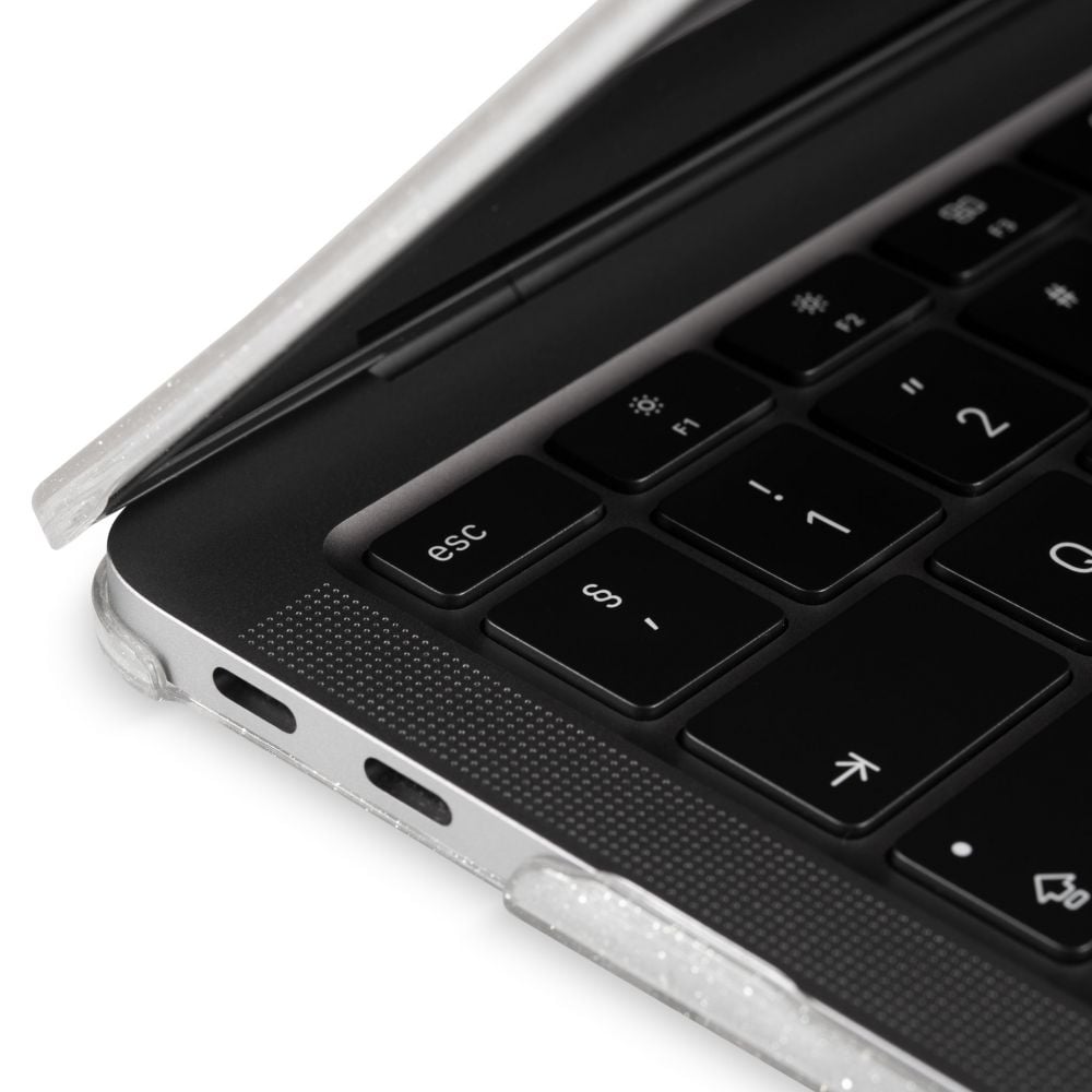 Carcasa de protectie pentru MacBook Pro M1 M2 14-inch A2442, A2779 - Transparent cu sclipici