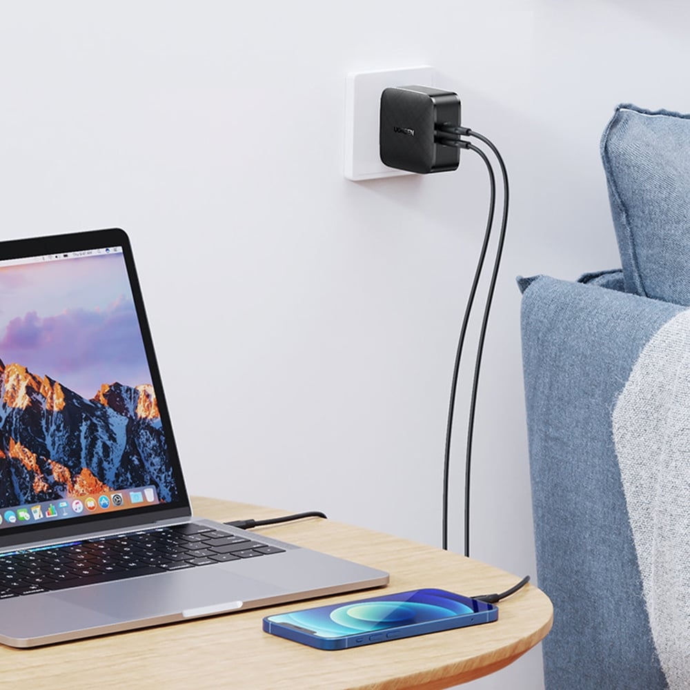 Charger, incarcator retea 240V, 2x USB Type-C PD GaN 66W, 3.3A - Ugreen (70867) - Negru