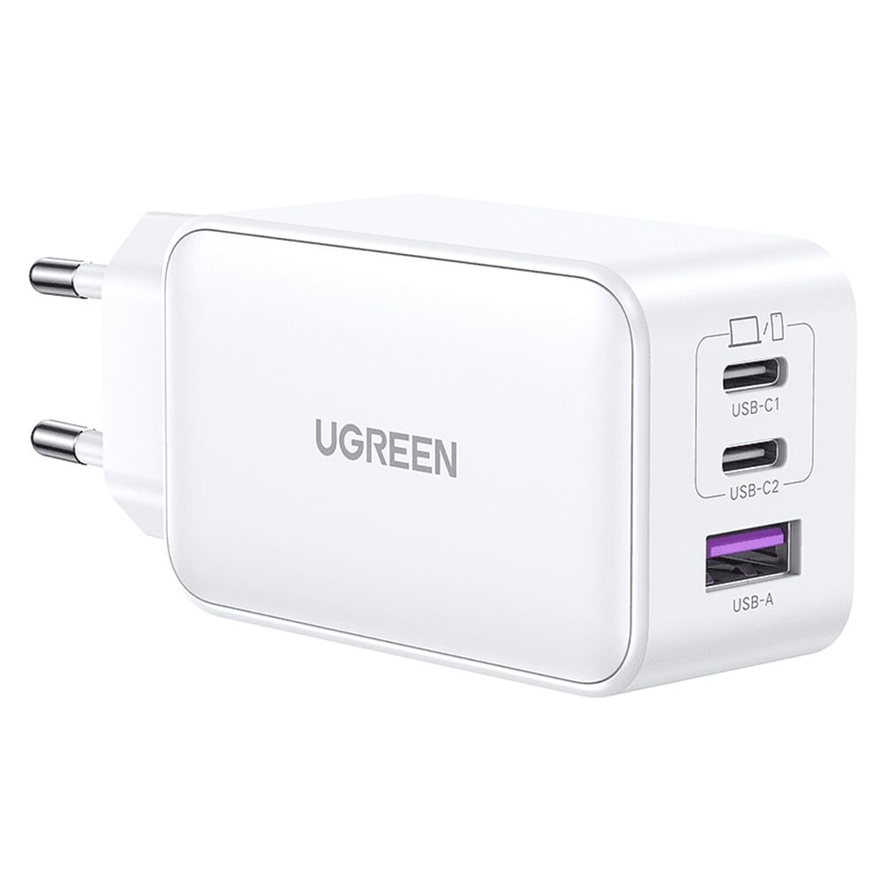 Charger, incarcator retea 240V, USB QC3.0, 2xUSB Type-C PD GaN 65W, 3.25A - Ugreen Nexode (15334) - Alb