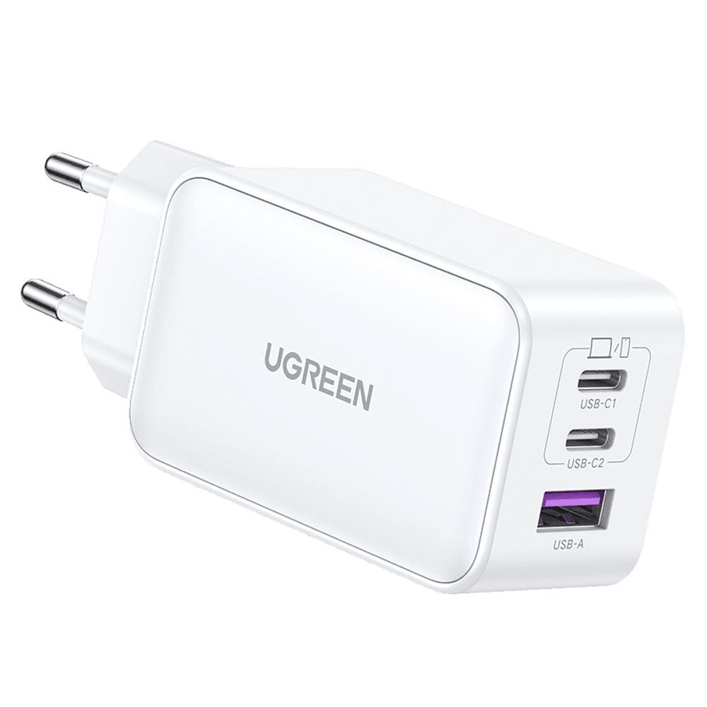 Charger, incarcator retea 240V, USB QC3.0, 2xUSB Type-C PD GaN 65W, 3.25A - Ugreen Nexode (15334) - Alb