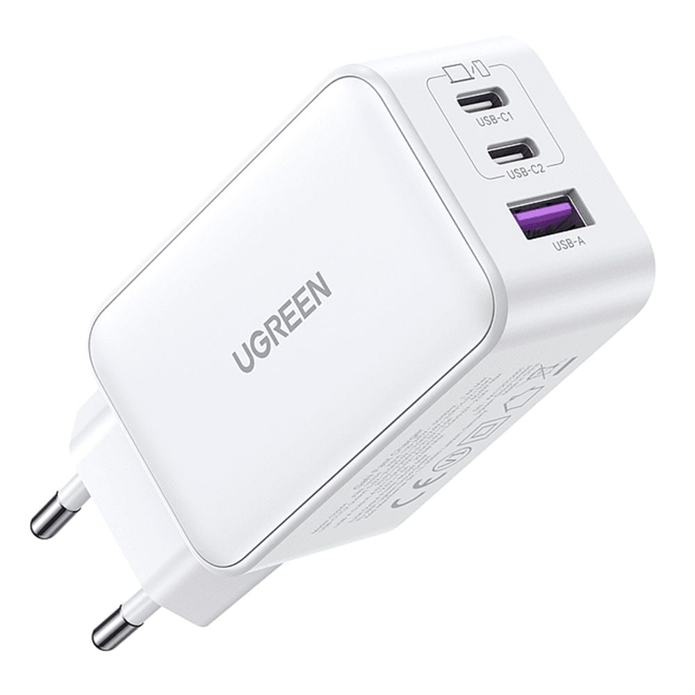 Charger, incarcator retea 240V, USB QC3.0, 2xUSB Type-C PD GaN 65W, 3.25A - Ugreen Nexode (15334) - Alb