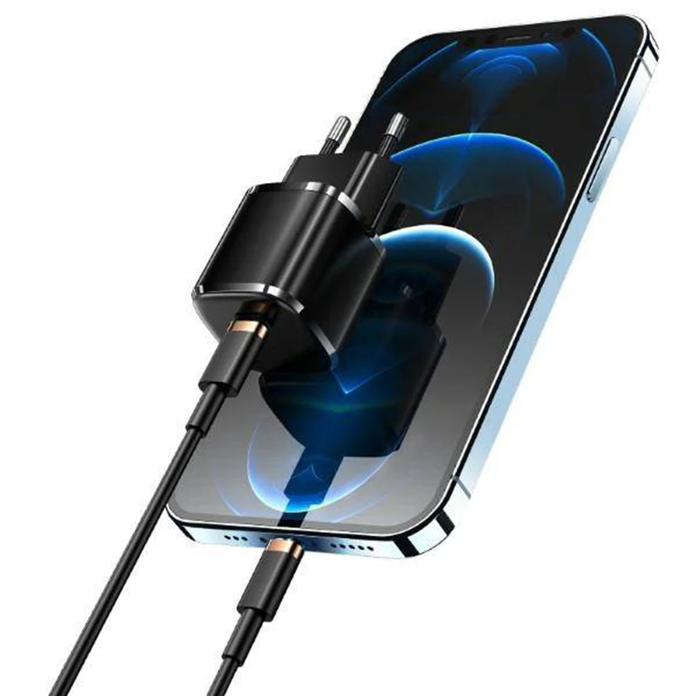 Charger, incarcator retea 240V, Type-C PD 20W + Cablu Lightning 1.2m - Usams (XFKXLOGTL01) - Negru